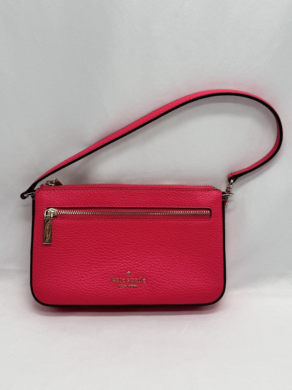 Kate Spade Hand Bag Small Pink Pebbled Leather Zip Lined Casual Purse party Bar